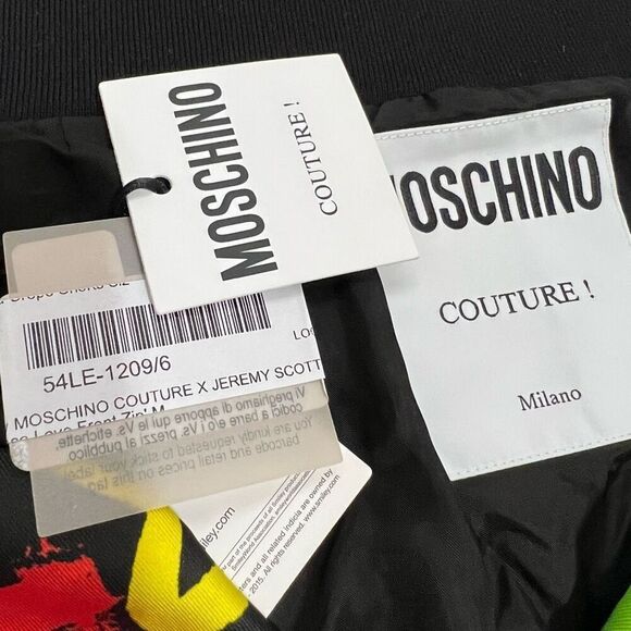 MOSCHINO X JEREMY SCOTT Front Zip Mini Skirt Size 6/40 Small Peace Love Iconic - Picture 4 of 10